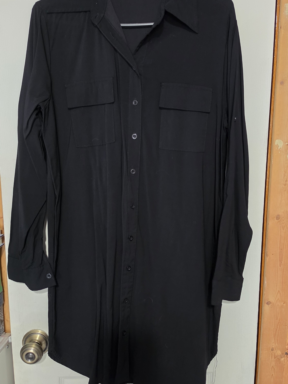 Black Button-Down Shirt Dress